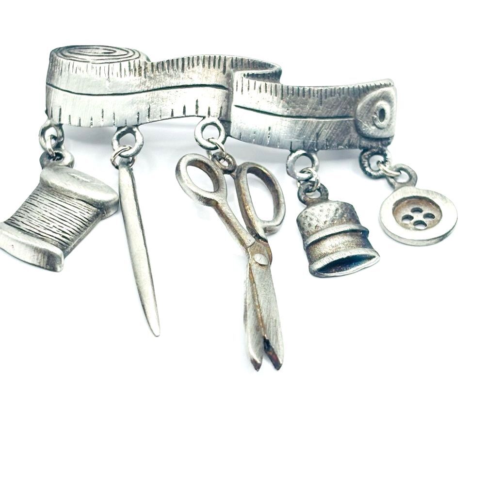 Silver Seamstress Charm Brooch